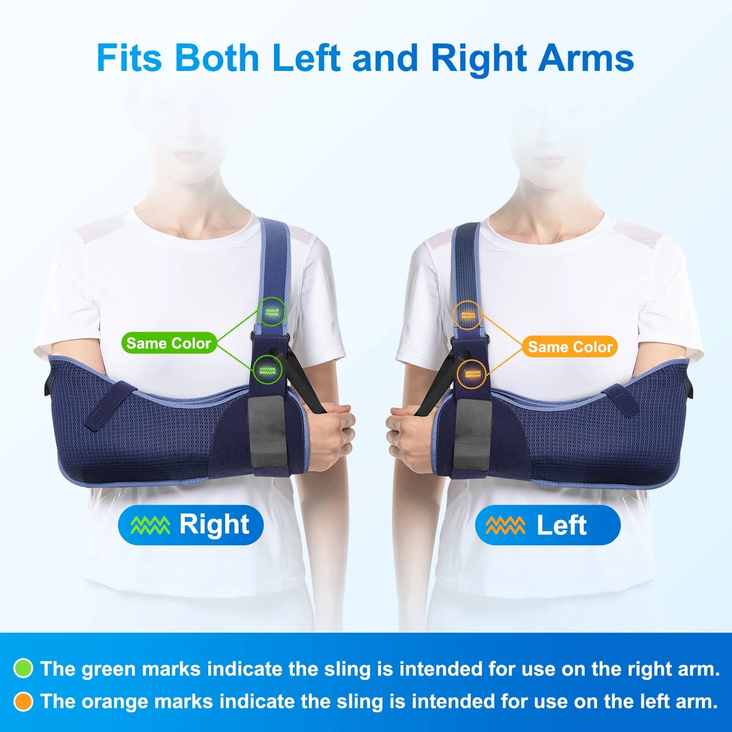 VELPEAU Arm Sling for Elbow Injury, Dislocation, Broken, Rotator Cuff, Medical Shoulde Immobilizer Fits Left and Right Arms