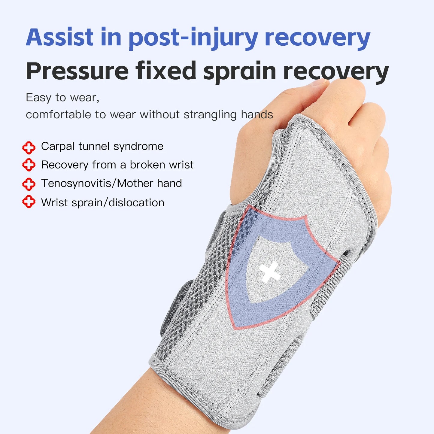 Wrist Brace for Carpal Tunnel Support Brace with Splints Hand Support for Arthritis Tendonitis Sprain Injuries Wrist Pain 1PC