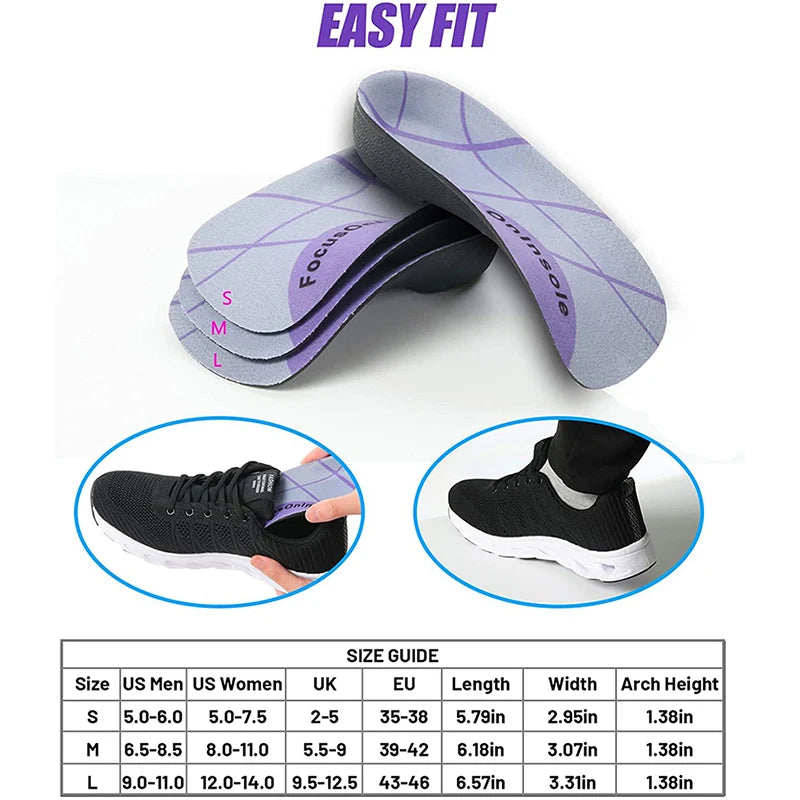 Rooruns Orthopedic Insoles Fasciitis Plantar Arch Support,Heel Spur Pain Relief Insoles for Walking Running Sports